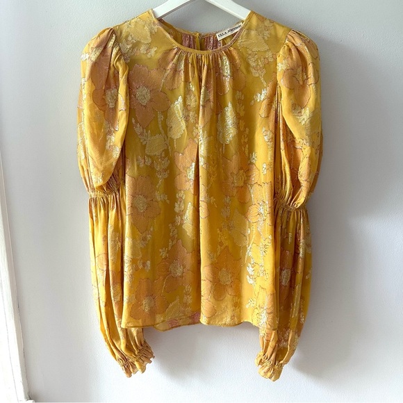Ulla Johnson Aster Blouse Gold Floral Metallic - Picture 4 of 9